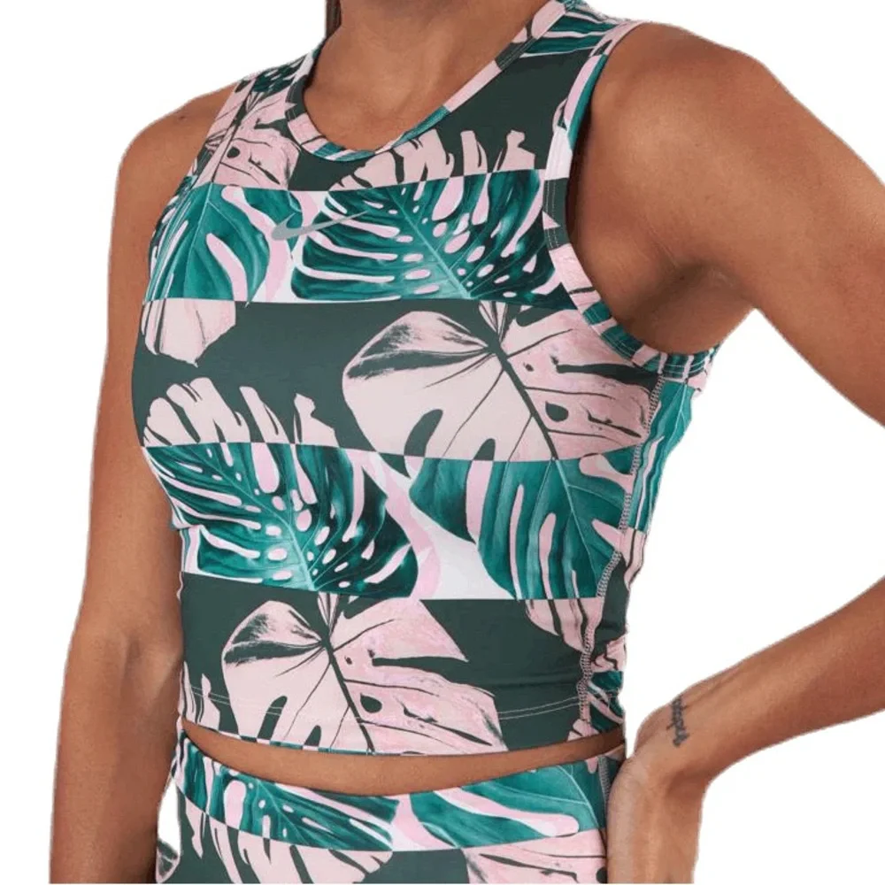 Nike Fast Runway Tank and Leggings Matching Set with Monstera Leaf Print